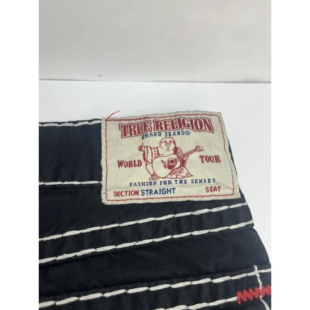 True Religion Dark Desire Jeans Men's Size 38 36x31 Black Red White Rope Stitch